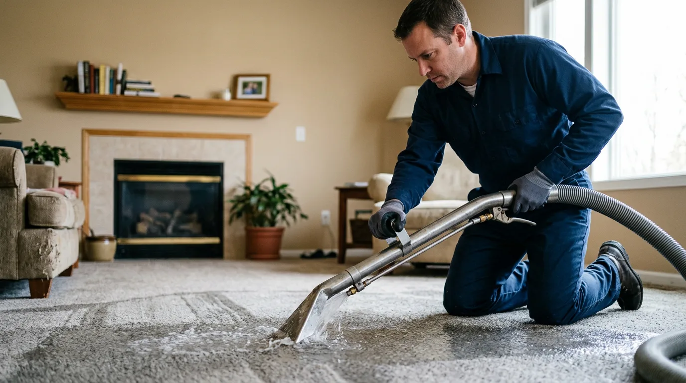 Water damage restoration technician working near Lamont, MI